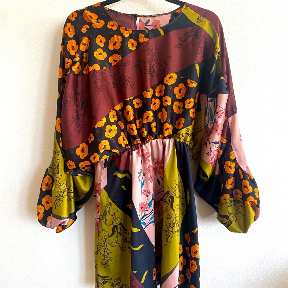 Silky floral print dress